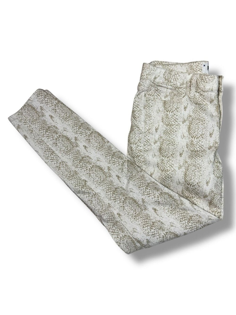 PAIGE Women’s Hoxton Ultra Skinny Ankle Jeans Cream White Snakeskin Size 29